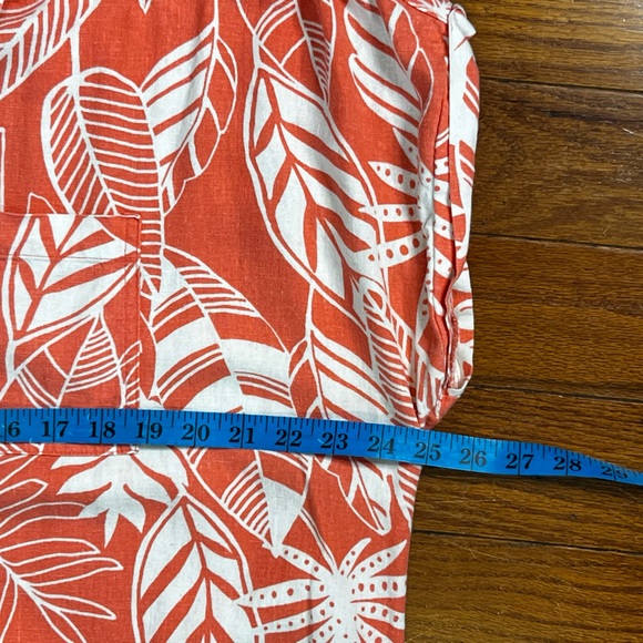 Old Navy Tropical Palm Print Shirt Dress Orange White XL Great Condition - Picture 6 of 9